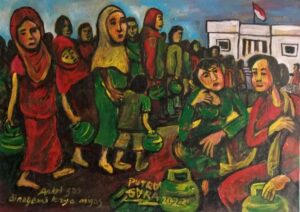 ANTRI GAS - Lasah satu judul lukiasan Putra Gara. Gambar: Dokumentasi Putra Gara